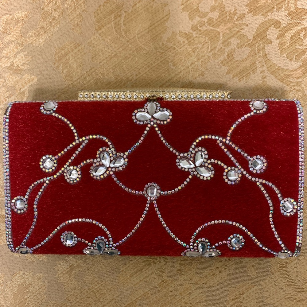 Elegant Red Jeweled Evening Clutch - Designer Style